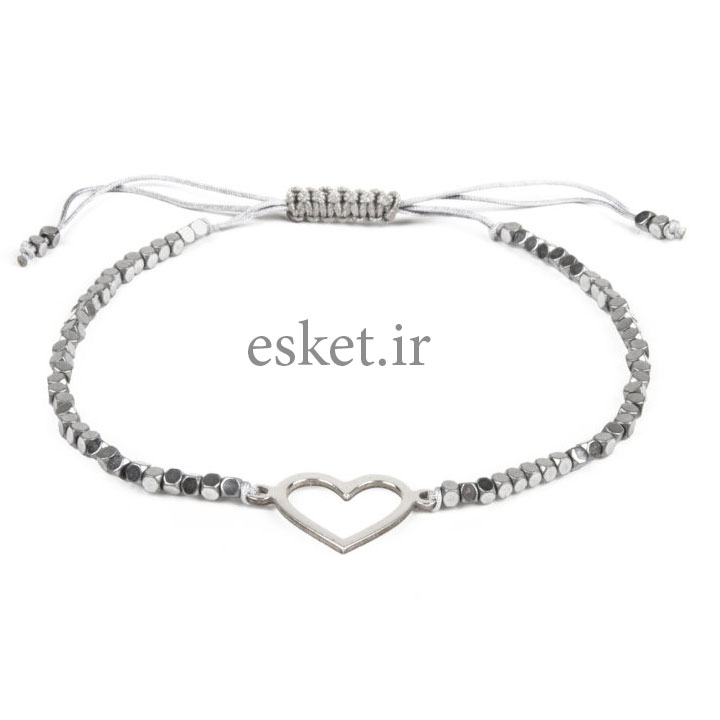 دستبند نقره زنانه زیبا ریسه گالری طرح قلب مدل Ri3-H1136-Silver