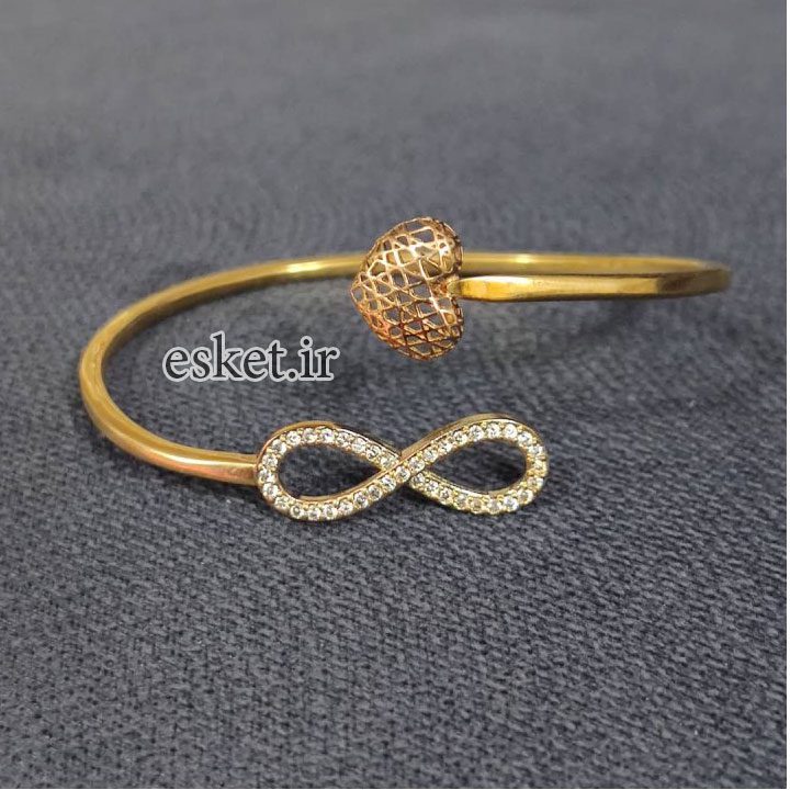 دستبند طلا زنانه زیبا 18عیار قیراط طرح بی نهایت کد GH90