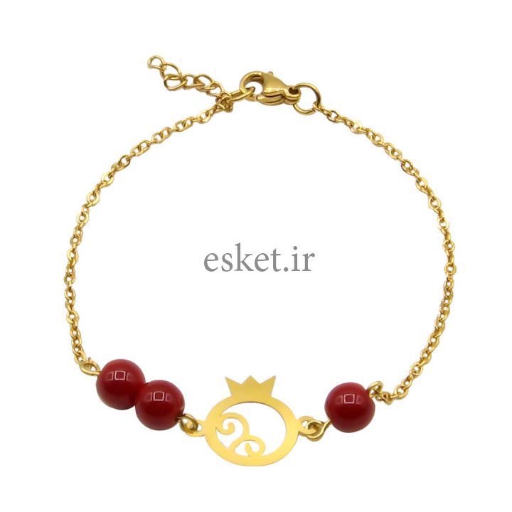 دستبند طلا 18 عیار زنانه مانچو طرح انار یلدا کد bfg178 - دستبند طلا زنانه زیبا