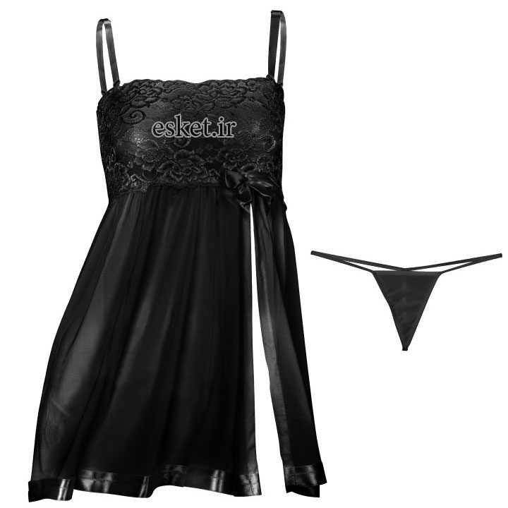 ست لباس خواب زنانه زیبا مدل Black-Prances 001